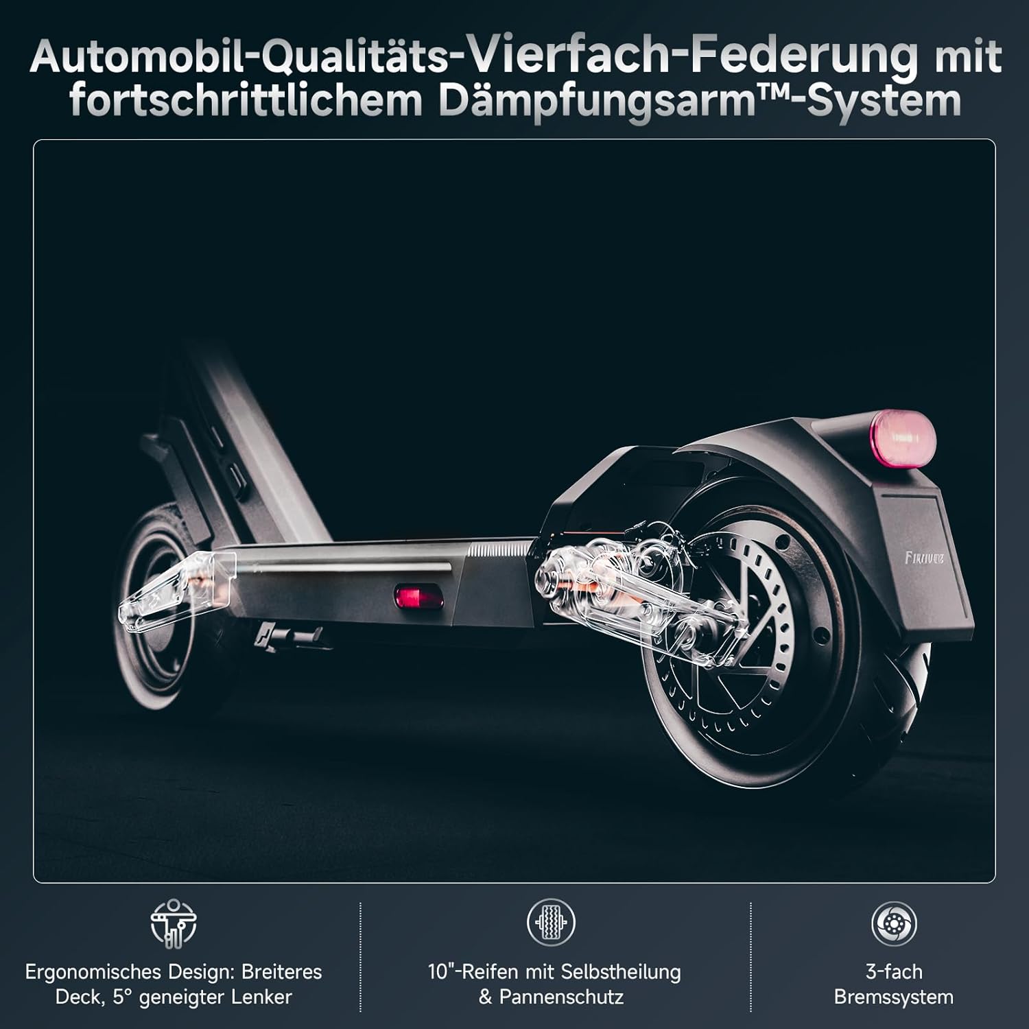 NAVEE E-Scooter ST3 PRO mit Kabelschloss, Vierfachaufhängung-Federungssystem | Faltbare mit Straßenzulassung, bis zu 75 km Reichweite, duales Bremssystem - NAVEE DE